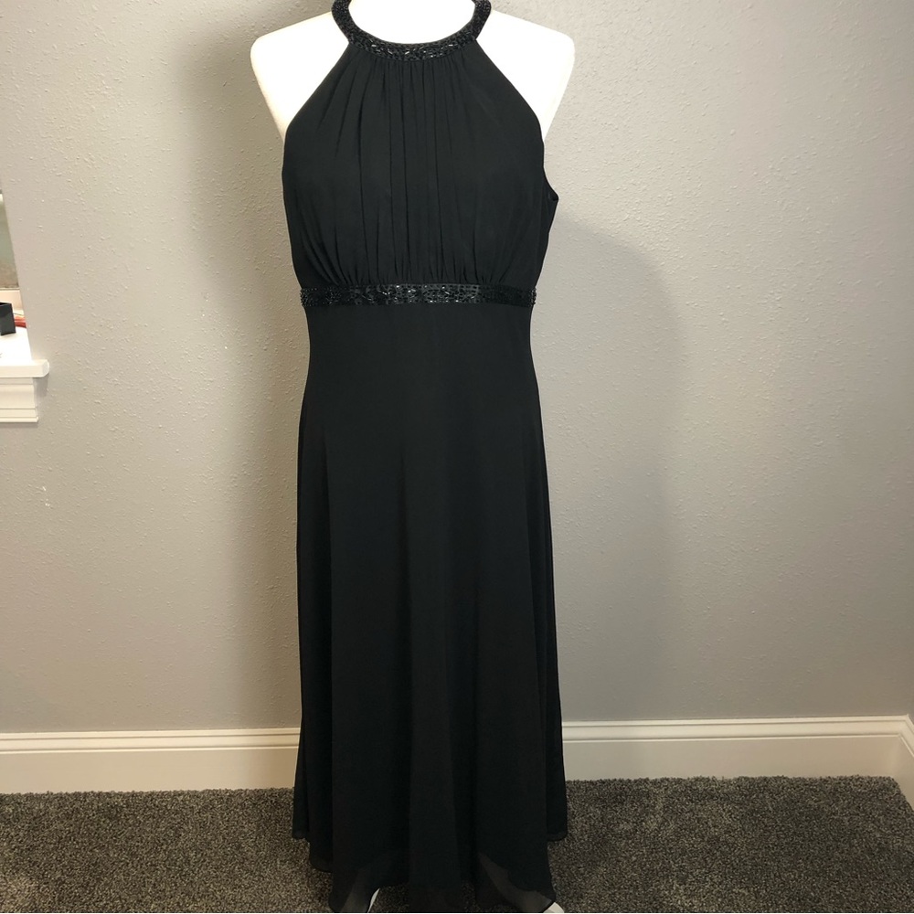 Evan-Picone black crepe and sequence dress. Size 12